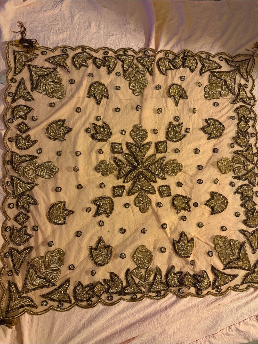 Table cloth beaded embellishment
